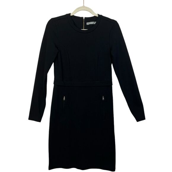 Athleta Wanderer Ponte Dress Long Sleeve Black Size XS Stretch Pockets Zip Up - Picture 2 of 16